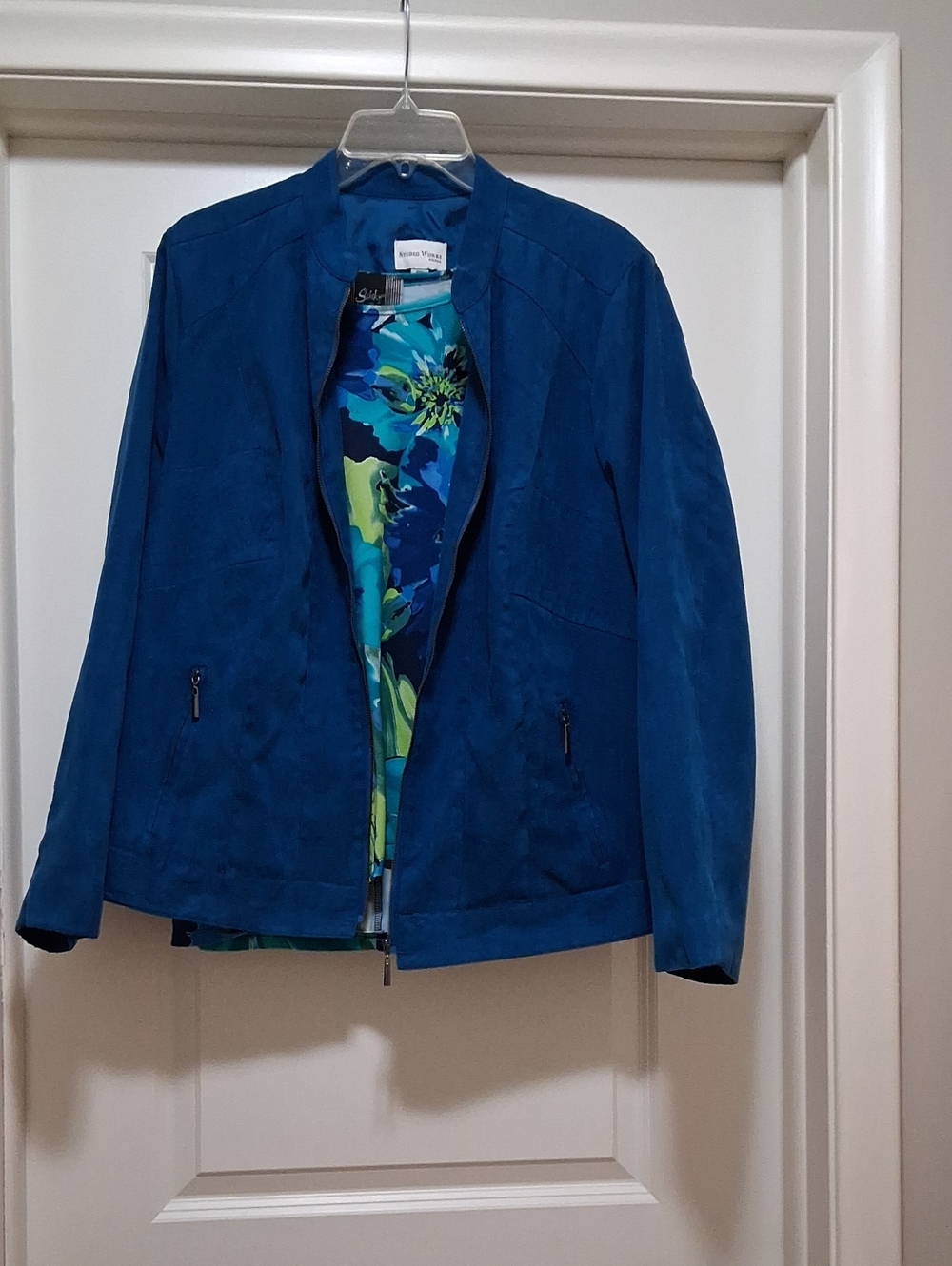 Studio Works Teal-Blue Suede Zip Jacket With Slinky Brand Top
